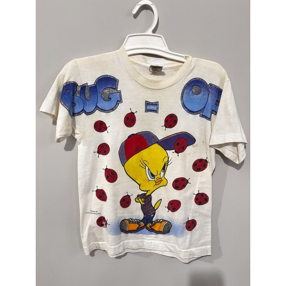 Vintage 1996 Tweety Bird Looney Tunes T-Shirt AOP Kids Size 10/12 90s